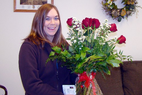 Kristi with Valentine gift