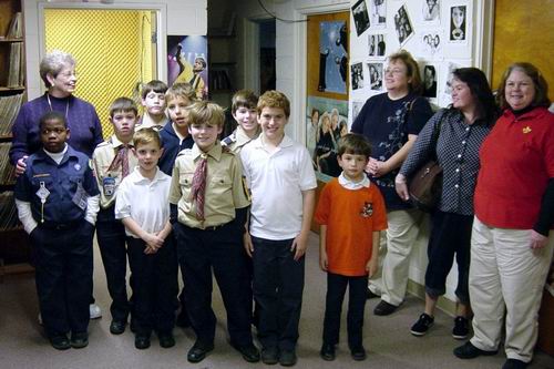 Scouts on tour of studio